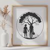 Beautiful Valentine's Tree Artwork A stylized tree design featuring intertwined lovers, suitable for Valentine's Day decorations or wedding themes.