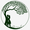 Love Symbol Tree SVG Design A stylized illustration of a tree with intertwining branches and leaves, symbolizing love and affection.