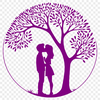 Lovers' Kiss Under the Leaves An SVG design featuring a romantic couple kissing beneath the foliage of a lush tree.