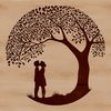 Embracing Unity in Bloom A stylized illustration of two figures embracing under a tree, symbolizing love and unity.