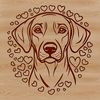Adorable Weimaraner Clip Art An illustration of a Weimaraner dog with heart symbols incorporated into the design.