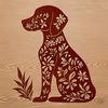 Floral Friends Weimaraner Illustration A sitting Weimaraner breed dog surrounded by flowers in a colorful illustration.