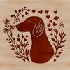 Floral Weimaraner Breed Dog Silhouette A breed of dog with a sleek coat, surrounded by floral elements and love hearts.