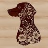 Lovely Canine Companion Vector A high-quality vector illustration of a Weimaraner dog standing in a field surrounded by flowers.