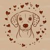 Adorable Weimaraner Breed Dog Illustration A illustration of a Weimaraner breed dog with heart symbols, suitable for vector design or clip art purposes.