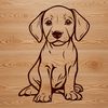 Weimaraner Portrait Illustration A close-up illustration of a seated Weimaraner dog with its head slightly turned.