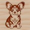 Adorable Welsh Corgi Sitting Portrait A digital illustration of a sitting Welsh Corgi with ornate details.