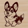Cute Welsh Corgi Breed Profile View A vector illustration of a sitting Welsh Corgi dog breed in cute profile view.