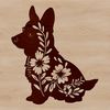 A sitting dog breed, known as the Welsh Corgi, depicted in vector form.