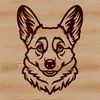Vector Portrait of a Welsh Corgi Head A simple line drawing of a Welsh Corgi's head, making it suitable as vector art for personal or commercial projects.