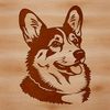 Welsh Corgi Portrait Vector Graphic A Welsh Corgi's head with its distinctive ears and facial features.