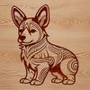 A standing Welsh Corgi in vector format, suitable for digital art and design projects.