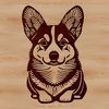Adorable Welsh Corgi Pet Portrait A Welsh Corgi breed of dog sitting on the floor with a calm expression.