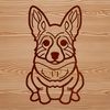 A vector illustration of a sitting Welsh Corgi, a popular breed of dog.