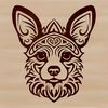 Detailed SVG Design of a Happy Welsh Dog's Face A detailed illustration of a Welsh Corgi's head, featuring a sturdy build and distinctive features.