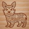Beautiful Welsh Corgi Vector Clip Art A standing Welsh Corgi with ornate features, ideal for vector art designs.