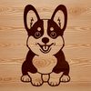 A charming Welsh Corgi illustration A detailed illustration of a sitting Welsh Corgi breed dog.