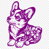 Floral Welsh Corgi Printable Image