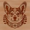 Floral Corgi Portrait SVG A Welsh Corgi's head adorned with floral patterns in a stylized design.