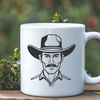 Free Cowboy SVG Vector Art A stylized illustration of a cowboy in western attire, suitable for digital cutting machines and vector design.