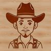 An outline graphic representation of a cowboy figure suitable for digital editing or cutting machine applications.