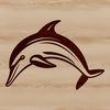 Stylized Dolphin Sea Creature Design A stylized illustration of a dolphin in the ocean, featuring a sea creature.