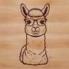 Cute Cartoon Alpaca in Glasses Close-up portrait of a cartoon alpaca wearing glasses with simple facial features.