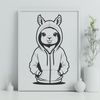 Adorable Hoody-Wearing Alpaca Illustration An illustration of a standing Alpaca with a hoody.