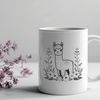 Cute Androgynous South American Camelid Illustration An illustration of a South American camelid with soft fur and a gentle expression.