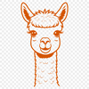 Lovely South American Camelid Graphic A graphic representation of a domesticated alpaca, commonly used in crafting and design projects.