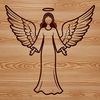 A stylized illustration of a heavenly being with wings and halo, suitable for use in vector graphic designs.