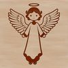 A 2D illustration of a white-winged angel in a peaceful pose.