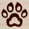 A digital illustration of a paw print with detailed lines and patterns.