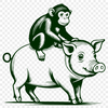 Unique Monkey Pig Design An illustration of a monkey and pig combined in a single animal design, created as a vector image.