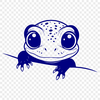 Colorful Wildlife Emblem A colorful salamander peeking from behind a leaf, created as a vector graphic for digital designs.