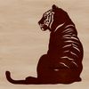A large wild animal, sitting on its haunches, depicted in a detailed vector design.