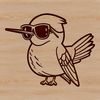 Whimsical Hummingbird Wearing Shades A colorful hummingbird perched on a branch, wearing a pair of glasses.