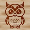 Adorable Owl Face Silhouette A simple line drawing of a cute owl's face, suitable for vector art projects.