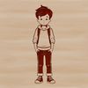 Neutral Expression Boy Icon A young boy with a neutral expression in a simple outfit.