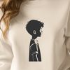Illustration of a young boy in a blank space A young child standing in front of a blank background, illustrated as a vector image.