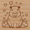 A rodent with love hearts surrounding it.