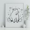 Playful Rodent Design with Love Hearts A capybara, the world's largest rodent, in a playful design featuring love hearts.