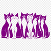 A detailed illustration of a domestic cat in various poses, suitable for cutting machine designs.