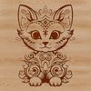 A detailed illustration of a cute kitten sitting on its haunches, suitable for use in graphic design projects.