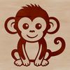 A sitting monkey figurine designed in vector format with clean lines and simple details.