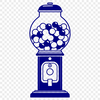 A vector illustration of a classic gumball machine with colorful gum balls and rotating dial.
