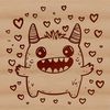 A small monster design featuring love hearts, suitable for vector art projects.