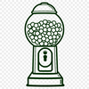 A 2D illustration of a vintage-style gumball machine, created with vector graphics.