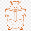 Water Loving Rodent Silhouette A water-loving rodent with a distinctive snout, sitting on the riverbank reading a book.