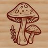 Mushroom Illustration in Various Shapes and Sizes A detailed illustration of a mushroom in various shapes and sizes, suitable for use in graphic design.